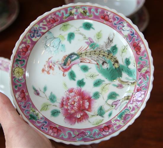 A group of Chinese Straits famille rose phoenix and peony bowls and plates, c.1900, (18)